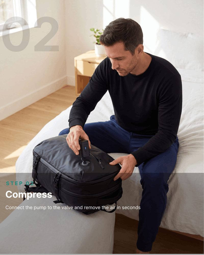 No check-in queues. No gate fines. Just pack, compress, and go ✈️